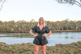 Petal reversible jumpsuit - black linen