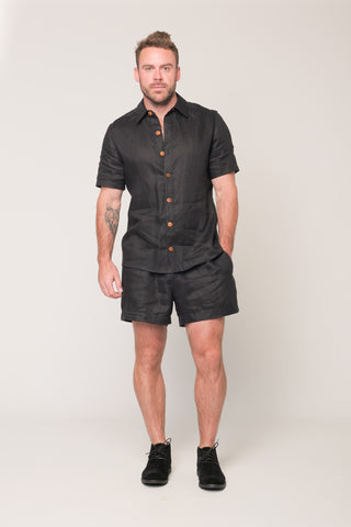 Cirrus men's shorts - black linen