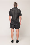 Lay It Down men's short sleeve slim fit shirt - black linen