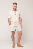 Lay It Down men's short sleeve slim fit shirt - natural linen