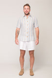 Lay It Down men's short sleeve slim fit shirt - nautical stripe cotton